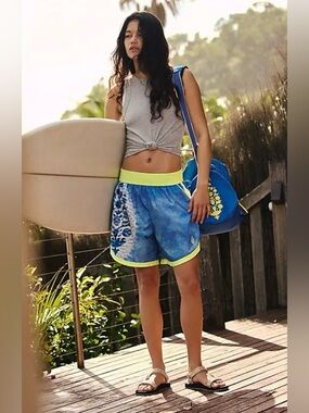 NWT Free People Long Shot Printed Shorts